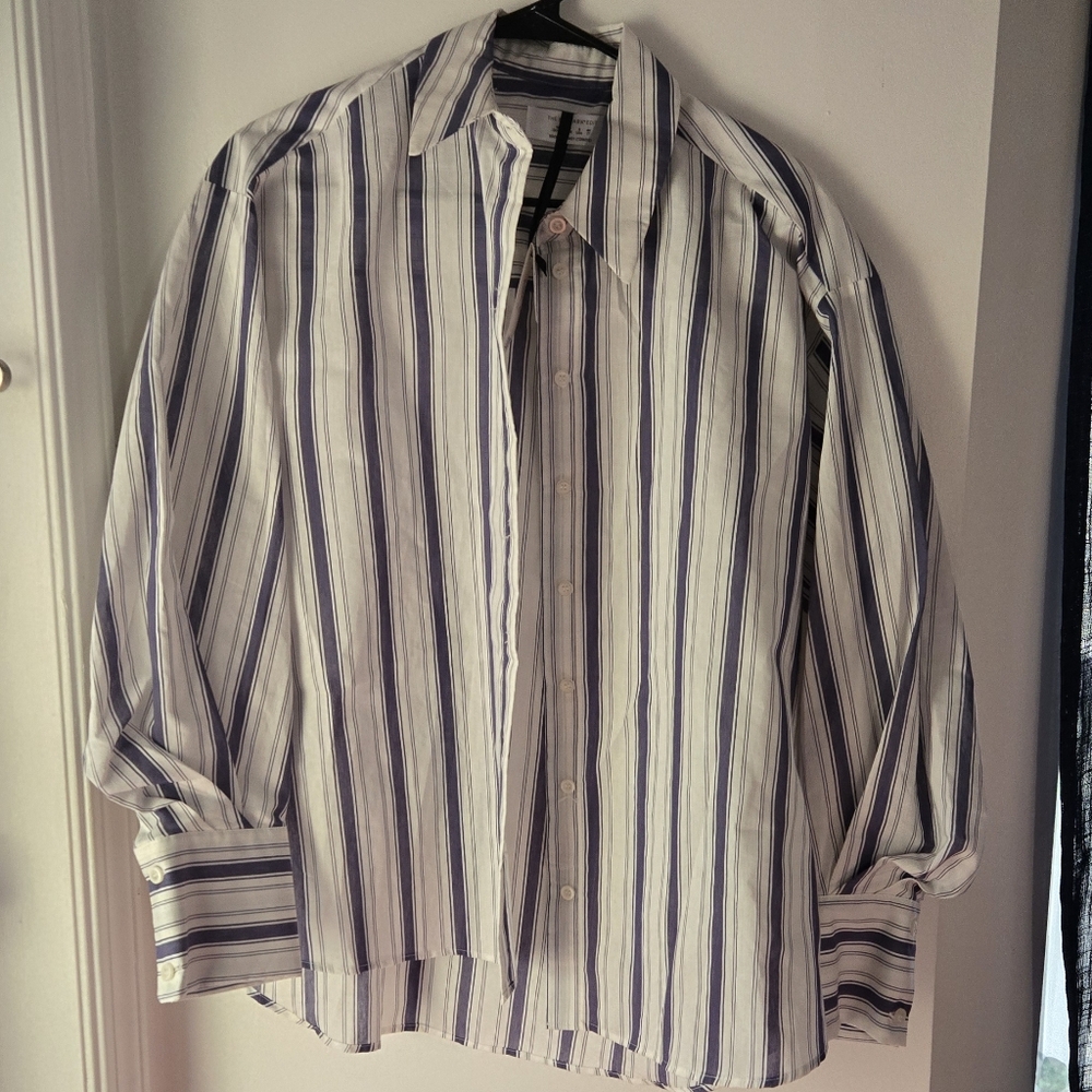 Primark Womens Striped Shirt - Navy and White